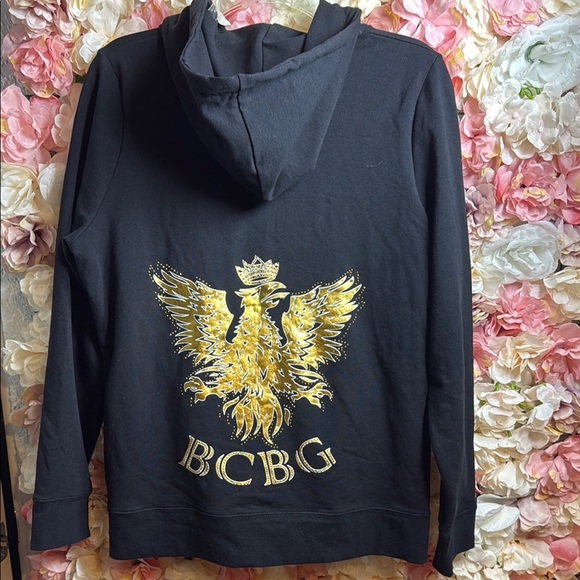 A015 BCBG Gold-Accented Black Jacket for Casual Elegance - Picture 3 of 4